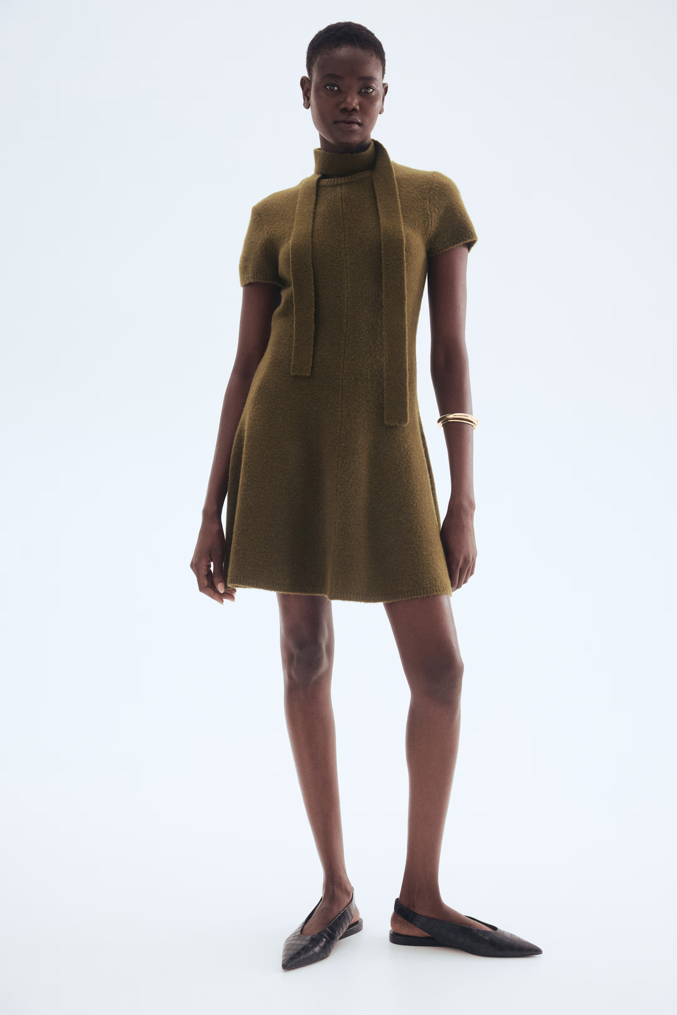 Scarf-detail knitted dress | H&M (UK, MY, IN, SG, PH, TW, HK)