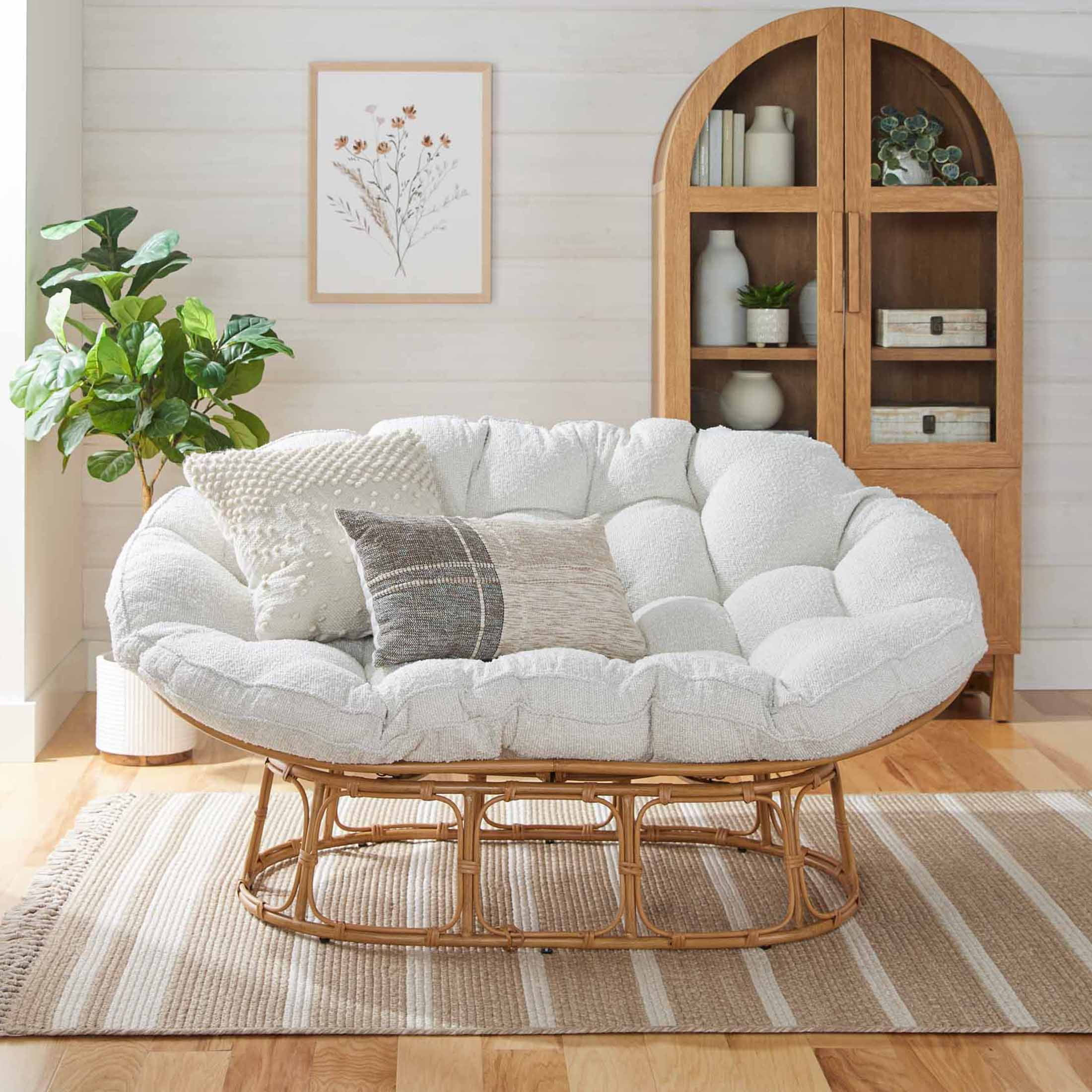 Better Homes & Gardens Double Papasan Accent Chair, Cream Boucle | Walmart (US)