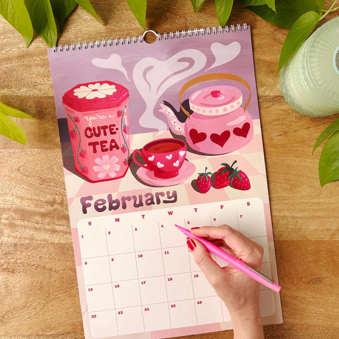 2026 Vintage Tea Hanging Wall Calendar | January Start 12 Month Illustrated Planner | Bright Colo... | Etsy (US)