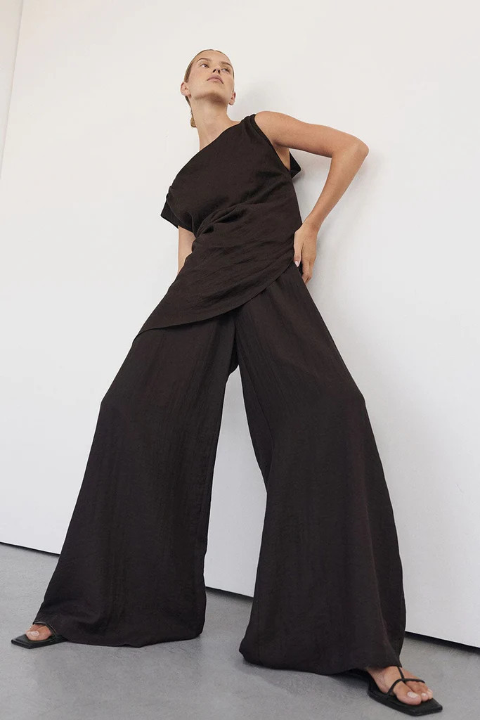 SHYLA BITTER CHOC WIDE LEG PANT | DISSH