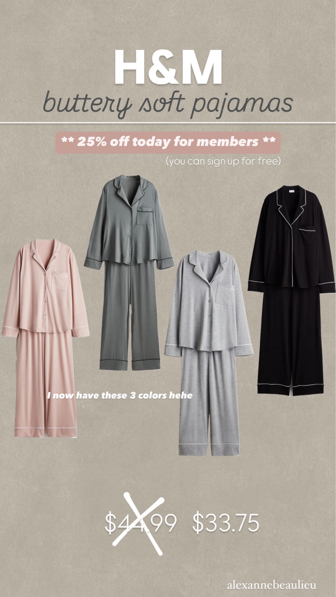 My favorite affordable pajamas from h&m are 25% off today !! 