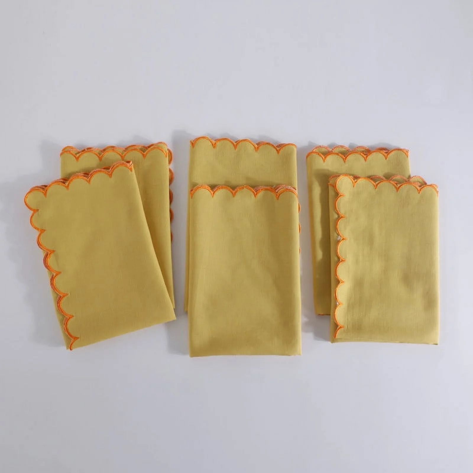 Fingercraft Cloth Napkins Cotton Linen Blend Dinner Napkin Scallop Napkins, Set of 6, 20”x20”... | Walmart (US)