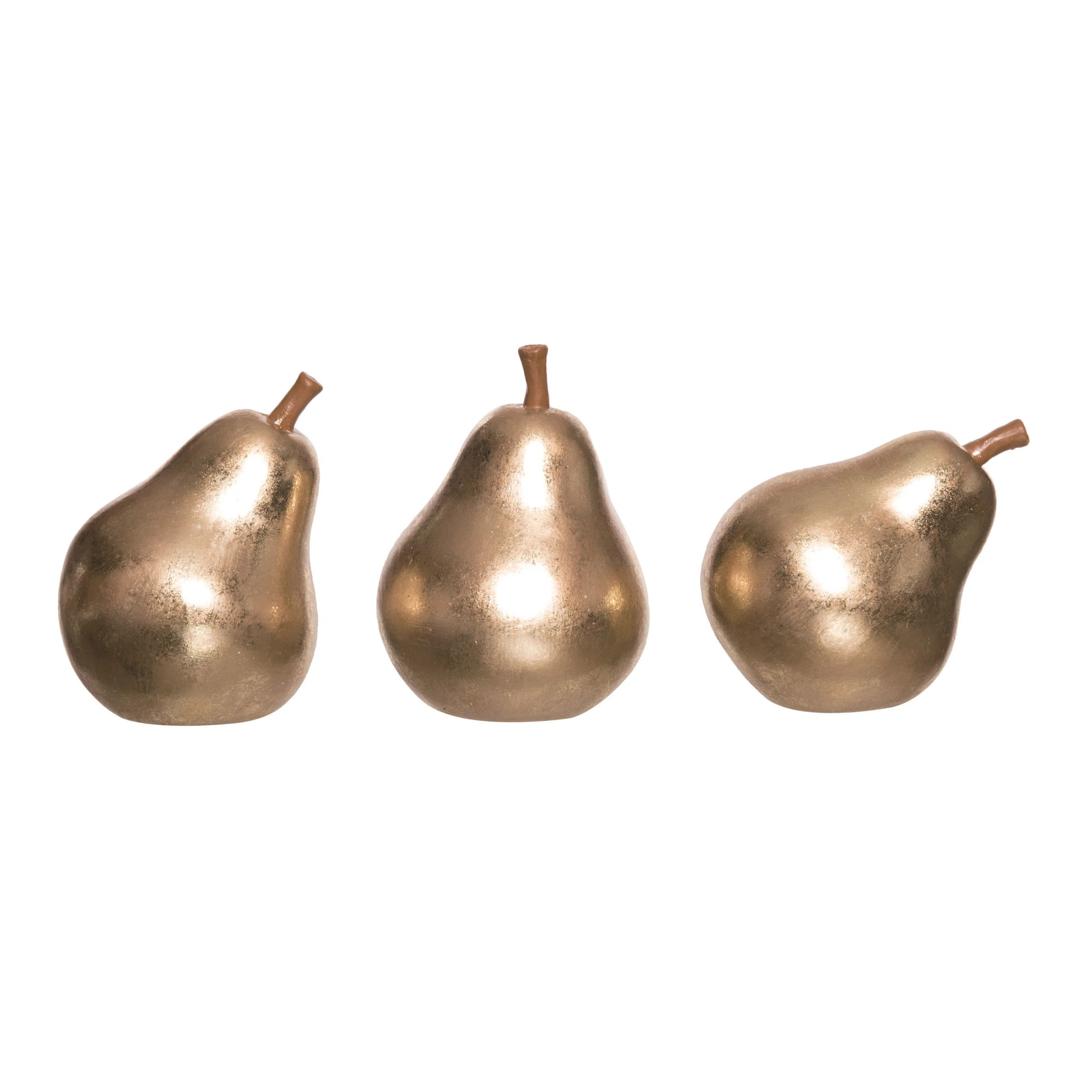 The Holiday Aisle®  Resin Gold Pear Figurine Set of 3 Christmas Home Decorations | Wayfair | Wayfair North America