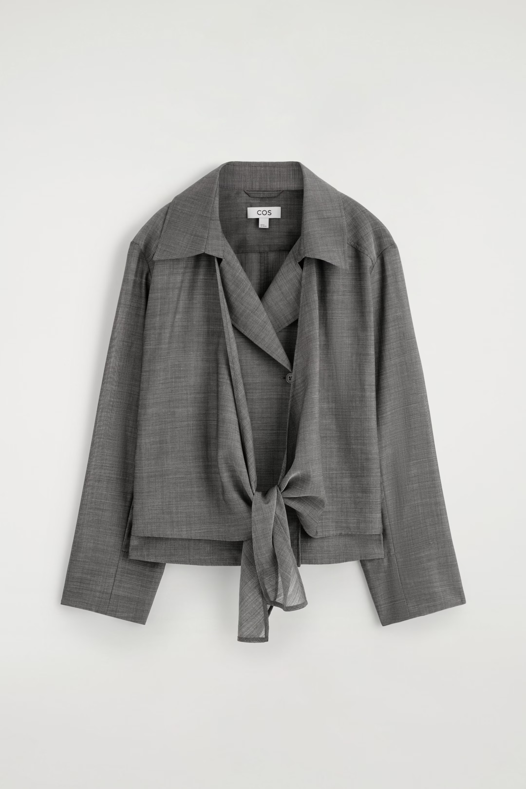 TIE-FRONT WOOL-RAMIE SHIRT - GREY MÉLANGE | COS GB | COS UK