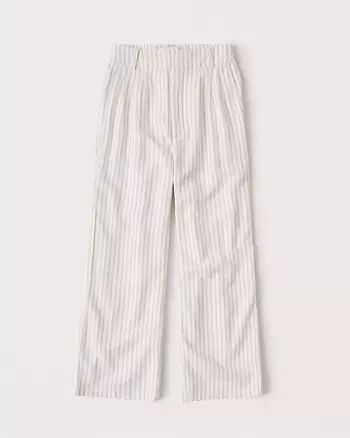 Linen-Blend Pleated Wide Leg Pants | Abercrombie & Fitch (US)