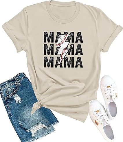 Mama Shirts for Womens Sport Mom Tshirt Funny Short Sleeve Letter Printed Tees Mom Gift Tops | Amazon (US)