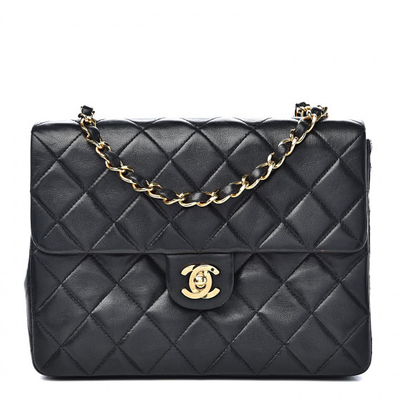 Lambskin Quilted Mini Square Flap Black | Fashionphile
