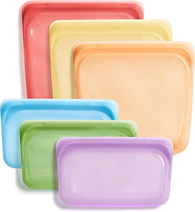 Stasher Silicone Reusable Storage Bag, Bundle 6-Pack (Classic Rainbow) | Food Meal Prep Storage C... | Amazon (US)