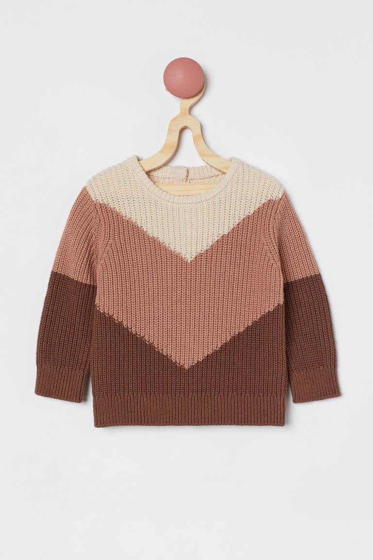 Rib-knit Sweater - Beige-pink/color-block - Kids | H&M US | H&M (US + CA)