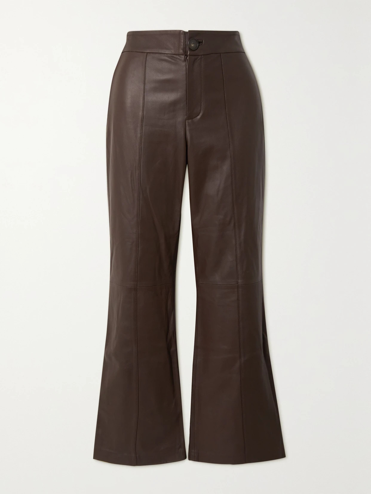 Vince - Leather Flared Pants - Brown | NET-A-PORTER (US)