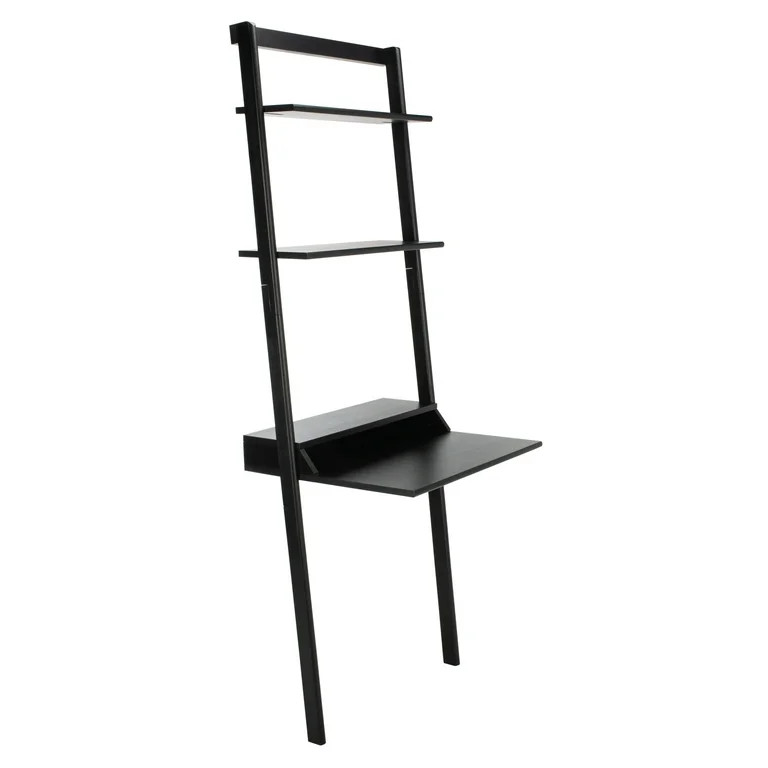 SAFAVIEH Pamella Rustic Retro 2 Shelf Leaning Desk, Black | Walmart (US)