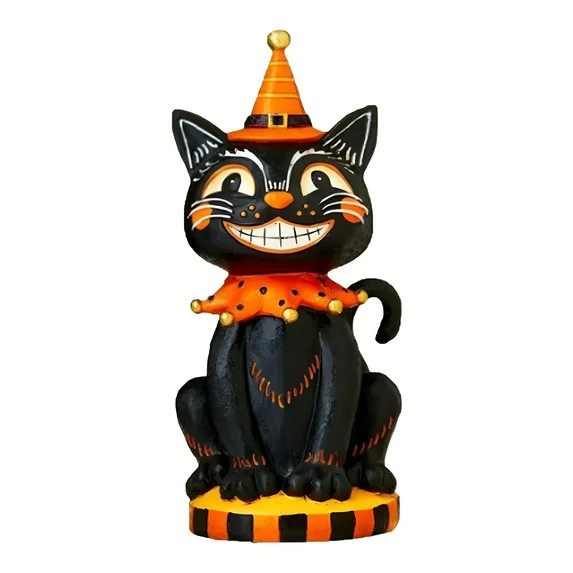 LAMIRO Vintage Halloween Black Cat Decor,9.8" Small Resin Halloween Figurines Table Decorations f... | Walmart (US)