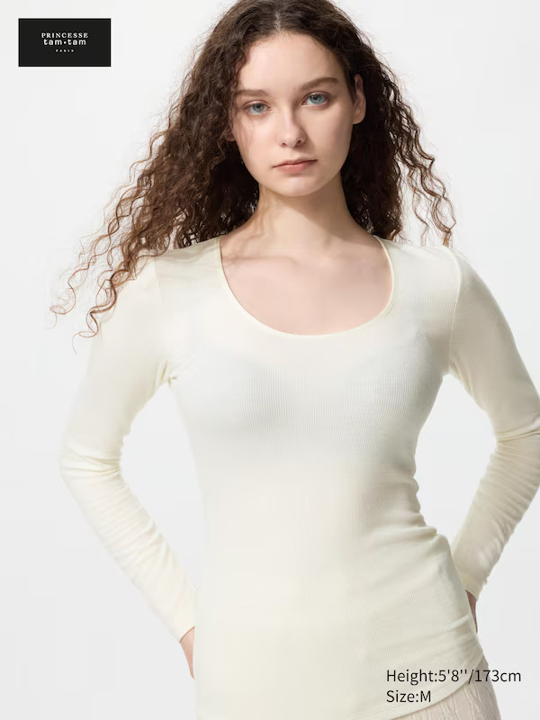 HEATTECH Extra Warm Kaschmirmix Thermo T-Shirt (gerippt, Rundhals) für Damen | UNIQLO DE | UNIQLO (DE)
