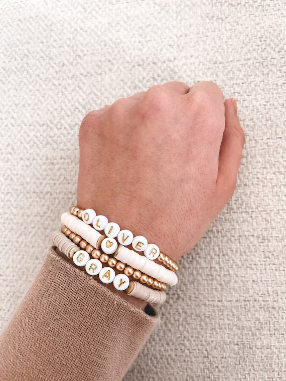 Gold and Neutral Stacking Bracelet Set  6mm Heishi Bracelet | Etsy | Etsy (US)