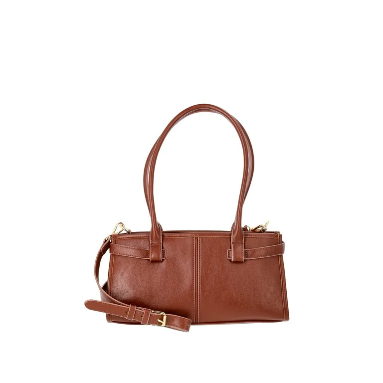 Time and Tru Women's Faux Leather Gwyn Shoulder Bag, Redwood Bark | Walmart (US)