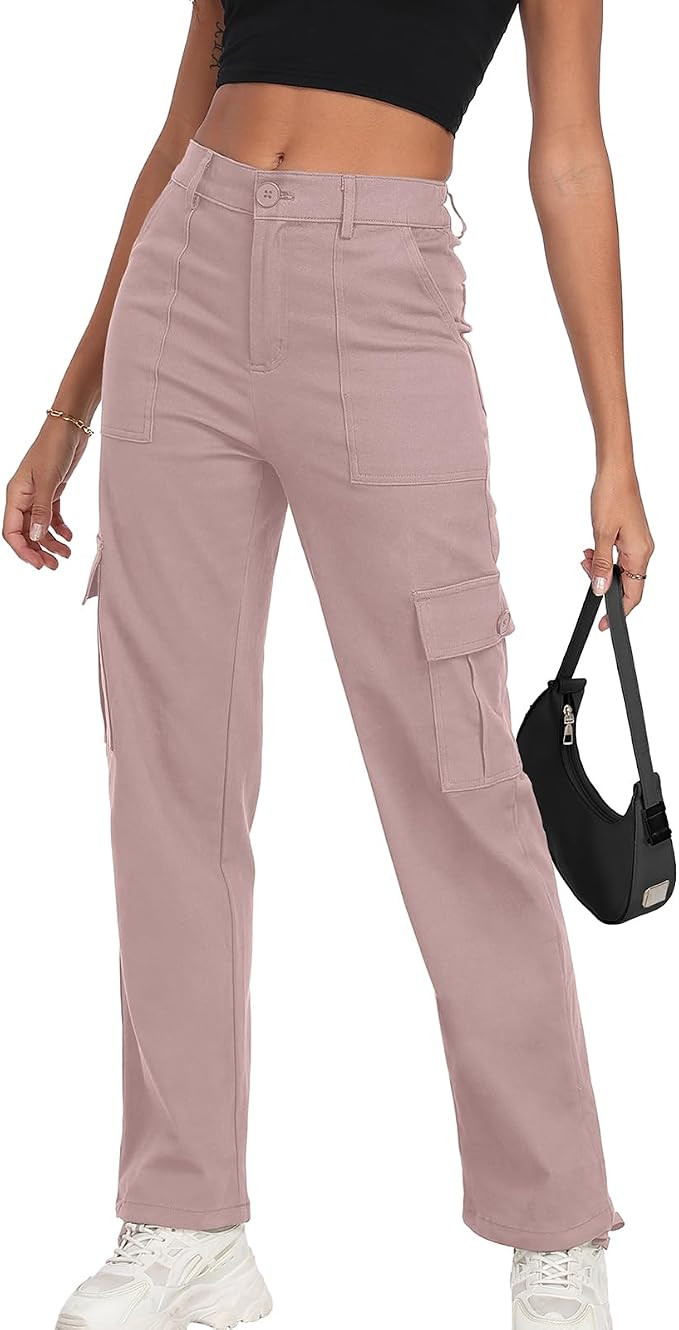 FREEOAK Women's High Waisted Cargo Pants Baggy Y2K Streetwear Stretchy Pants with 6 Pockets Ankle... | Amazon (US)