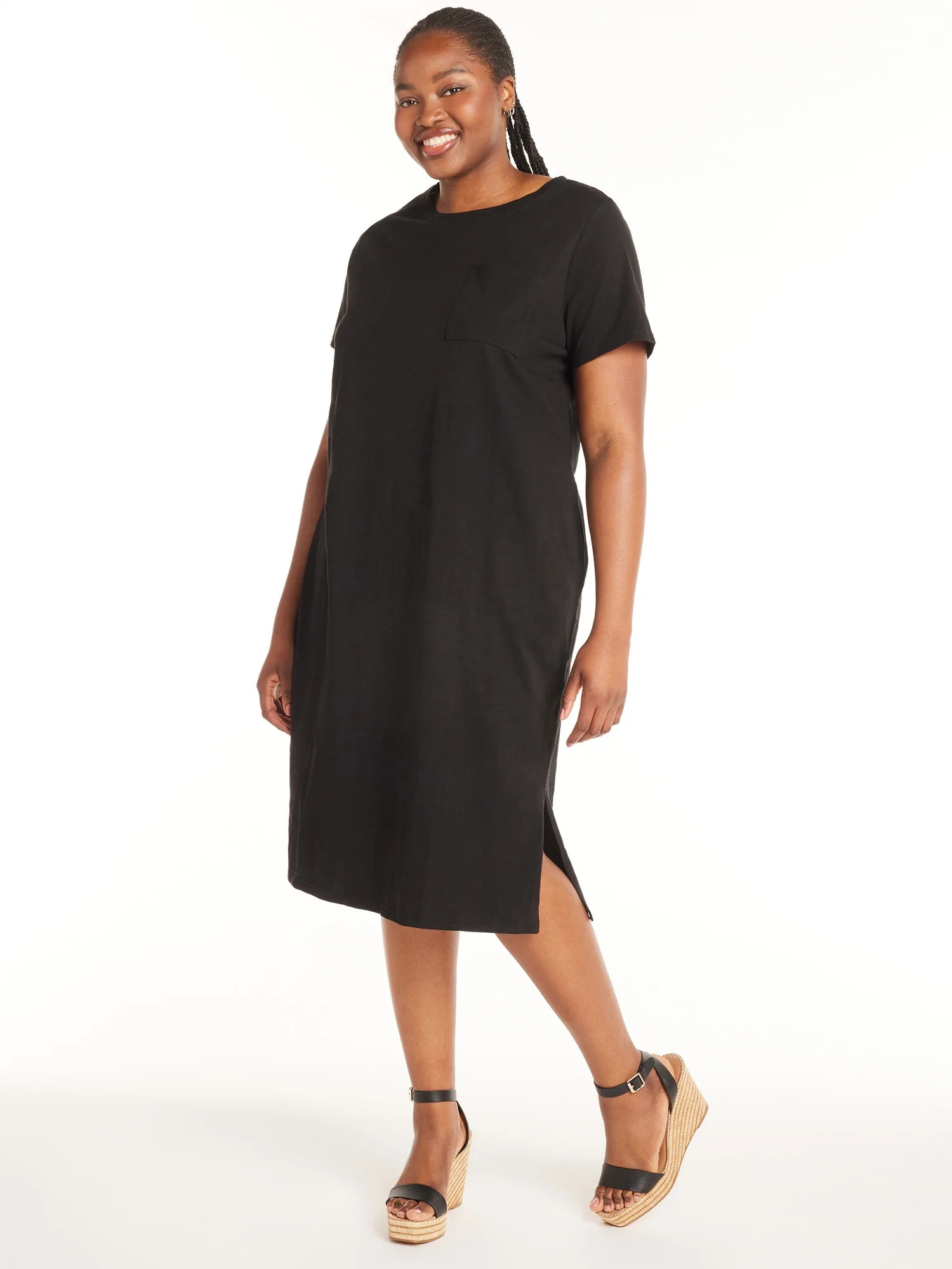 Terra & Sky Women's Plus Size Cotton Pocket T-Shirt Dress, Sizes 0X-5X - Walmart.com | Walmart (US)