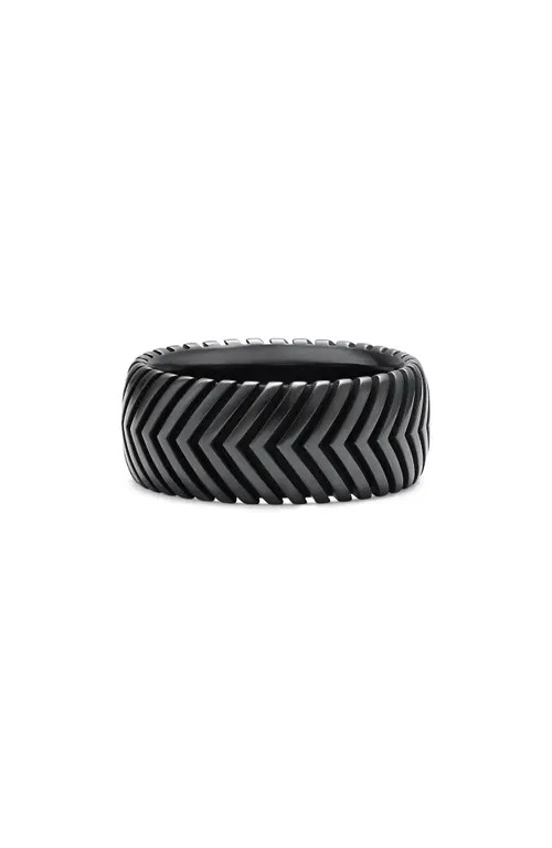 David Yurman Men's Chevron Band Ring in Black Titanium, 10mm at Nordstrom, Size 9 | Nordstrom