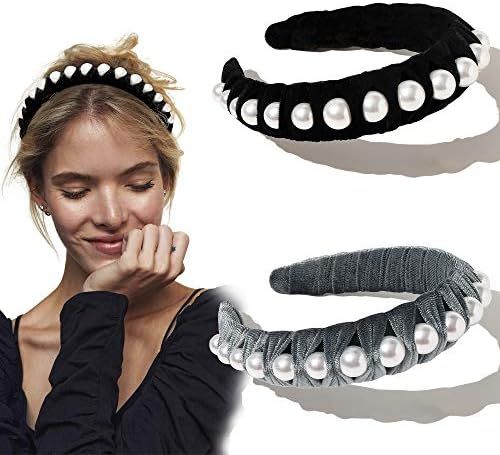 Ivyu Headbands for Women Head Bands - Diademas Para Mujer De Moda Velvet Pearl Headband Hair Acce... | Amazon (US)