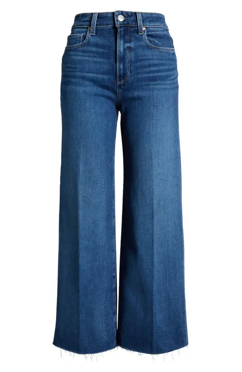 PAIGE Anessa Raw Hem Wide Leg Crop Jeans in A Capella at Nordstrom, Size 32 | Nordstrom