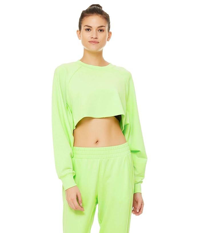 ALO Double Take Pullover (Neon Lime) Women's Clothing | Zappos