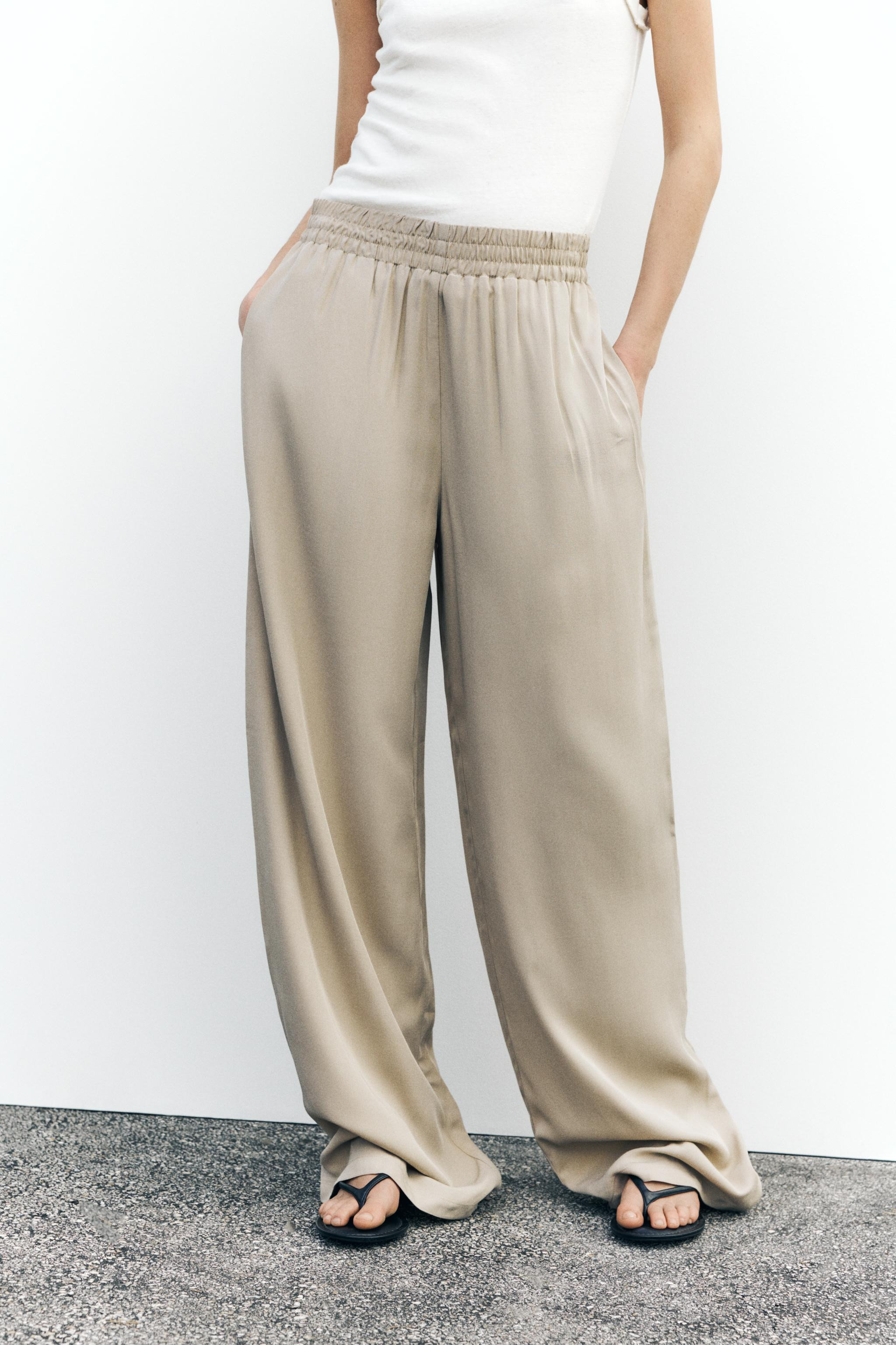 WIDE-LEG TROUSERS WITH ELASTIC WAISTBAND | Zara UK
