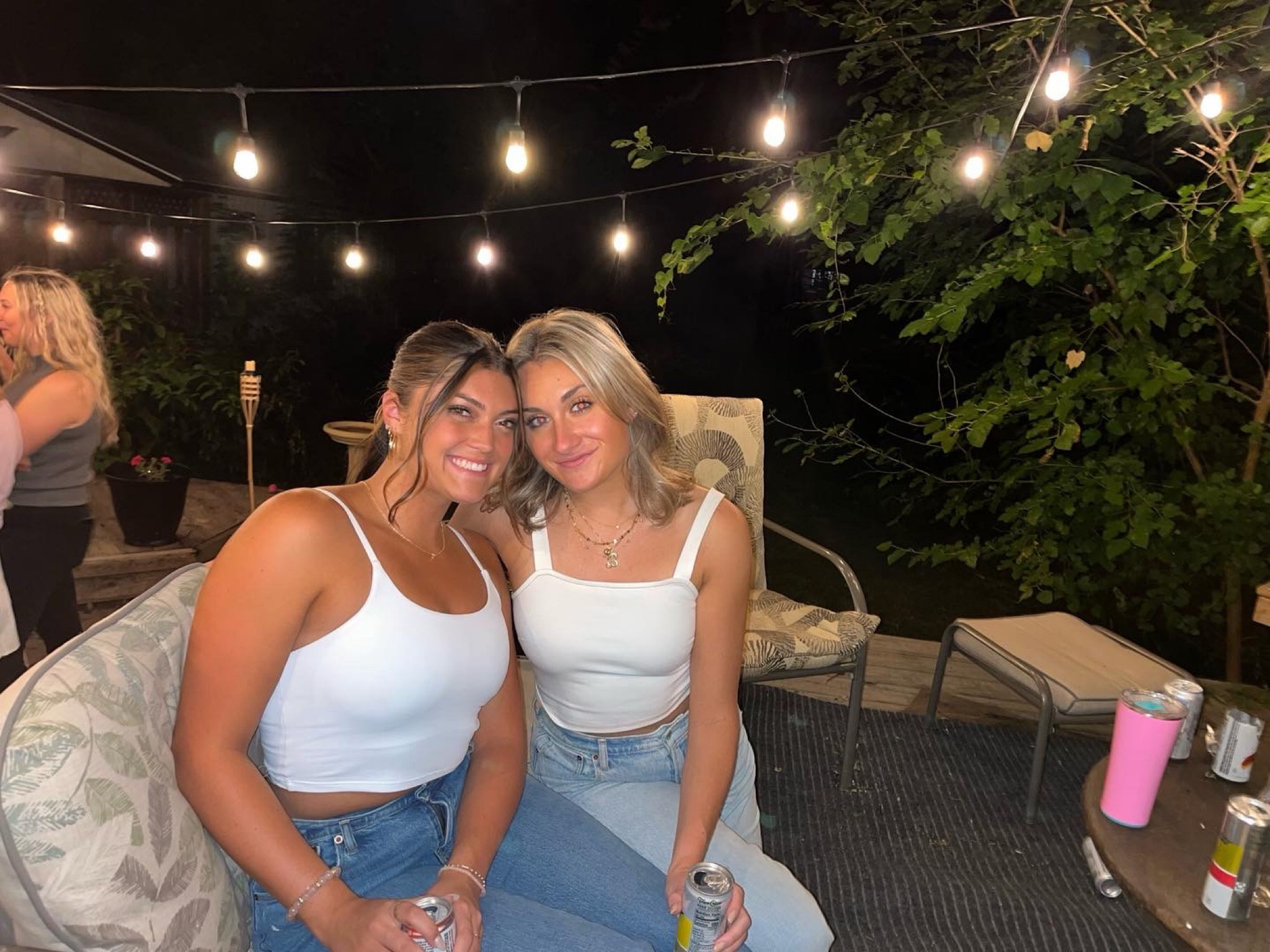 house party season! soak up the last of the warm weather in these cute but basic outfits - wearing 28 jeans, and medium tops for us both! 

#LTKSeasonal #LTKfit