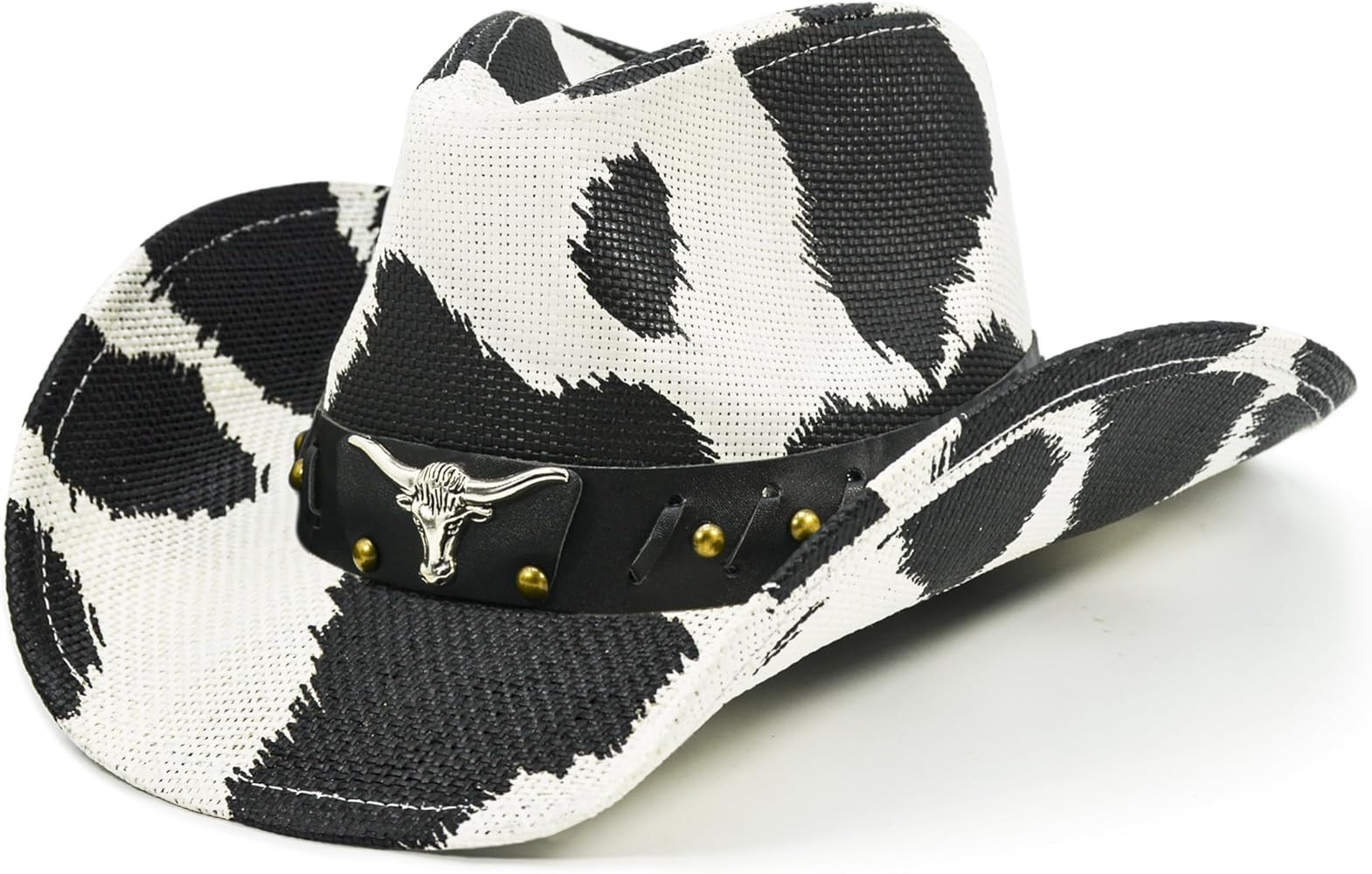 FLUFFY SENSE. Cow Print Cowboy Hat for Women Funny Cowgirl Hat Straw Western Hat Bachelorette Par... | Amazon (US)