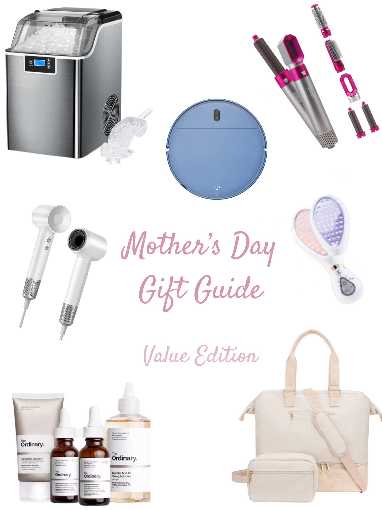 Gifts mom (and your wallet) will love. Budget friendly versions of the luxury items in previous post. 

✨ VIVOHOME Countertop Chewable Nugget Ice-Maker

✨ZCWA Robot Vacuum and Mop Combo 

✨Elecsop 5 in 1 Hair Blower Hot Air Brush

✨ Laifen Hair Dryer Negative Ionic Blow Dryer with Magnetic Nozzle

✨ LumaGlow Red & Blue LED Light Therapy

✨The Ordinary Skincare—The Bright Set

✨ MINKARS Weekender Bag with Shoe Compartment Travel Tote Overnight Bag

#LTKFind #LTKGiftGuide #LTKbeauty