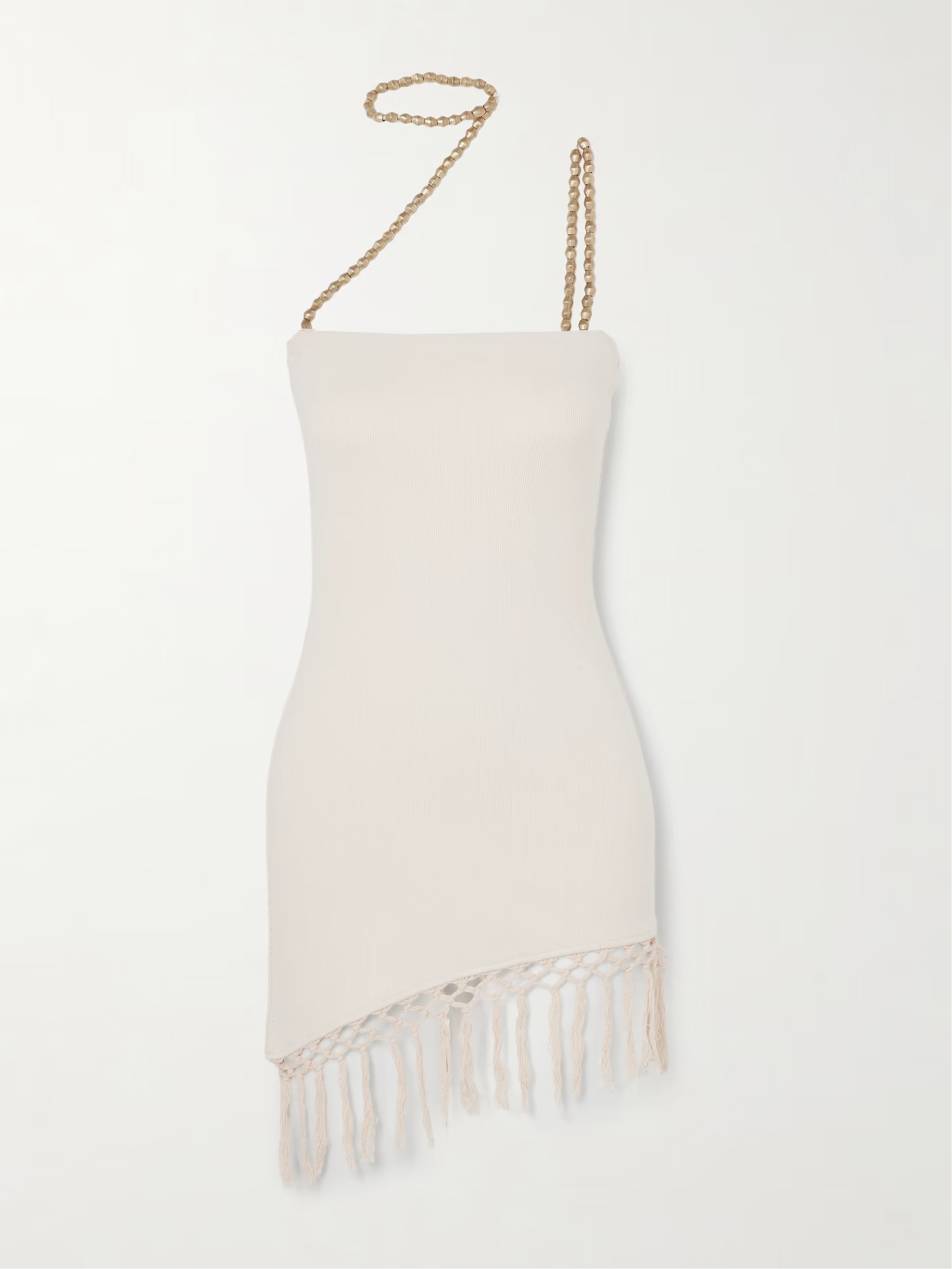 + NET SUSTAIN Sona fringed bead-embellished organic cotton mini dress | NET-A-PORTER (US)
