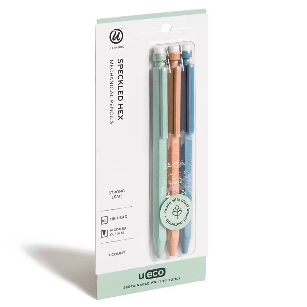 U Brands 3ct Mechanical Pencils - Speckled Hex | Target
