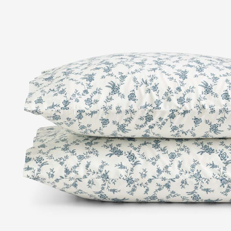 Tapestry Vine Garment Washed Cotton Percale Pillowcase Set - Ivory Multi, Standard | The Company Store