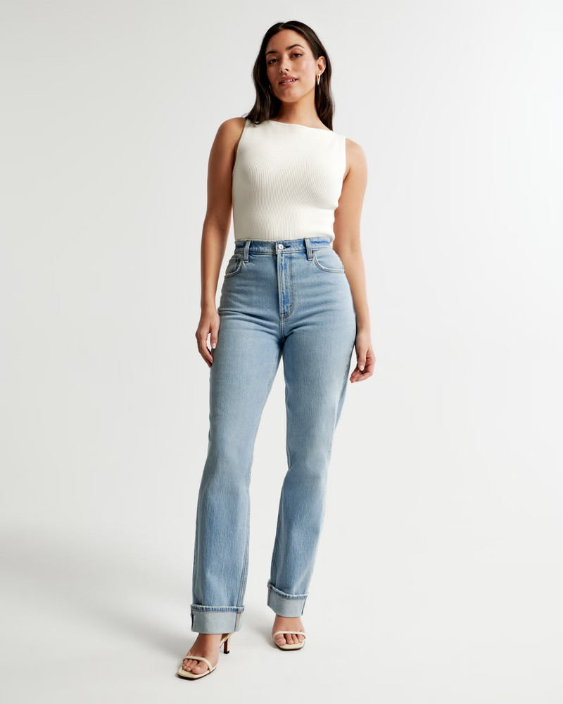 Women's Curve Love Ultra High Rise 90s Straight Jean | Women's Bottoms | Abercrombie.com | Abercrombie & Fitch (US)