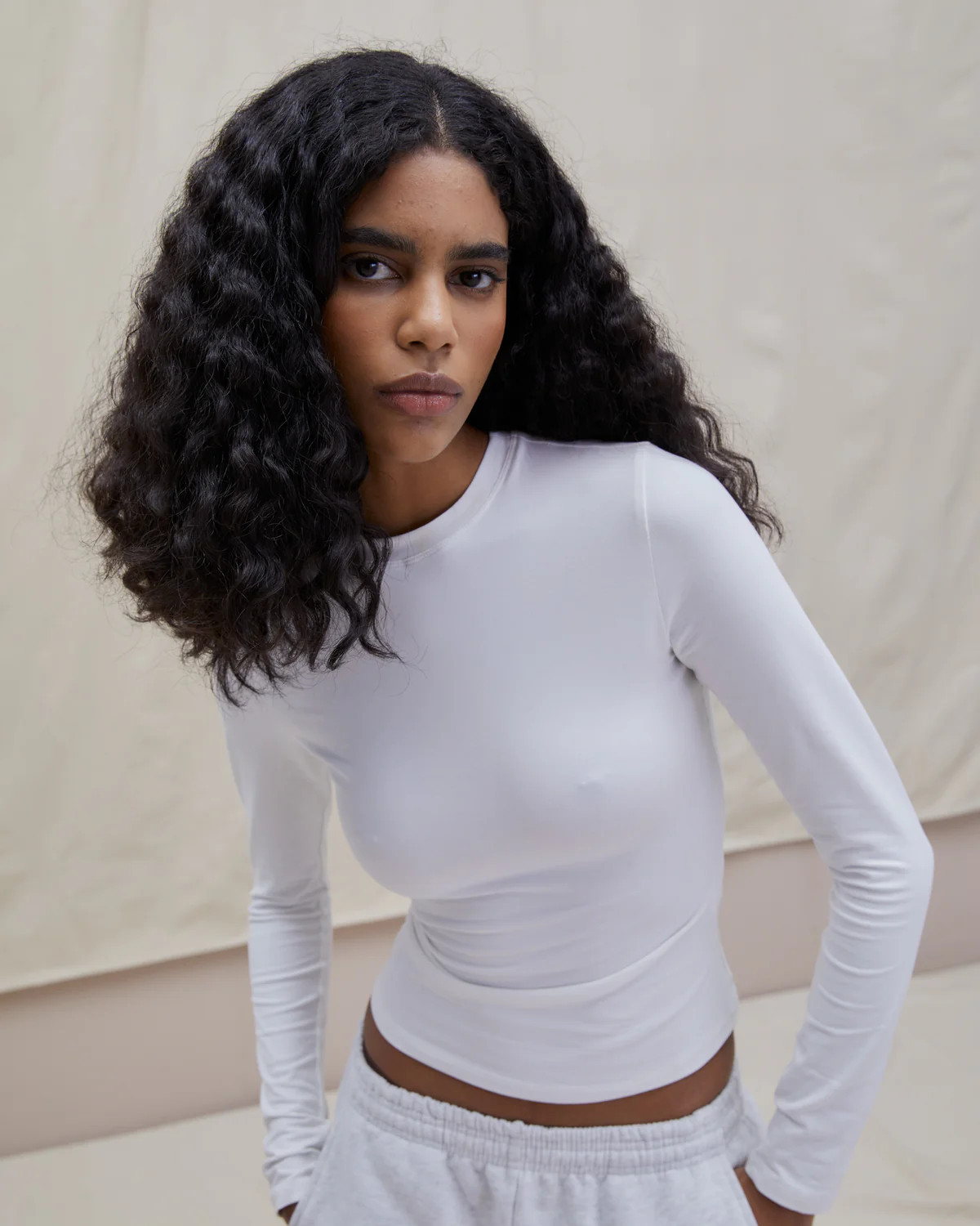 Long Sleeve Top - White | Adanola UK