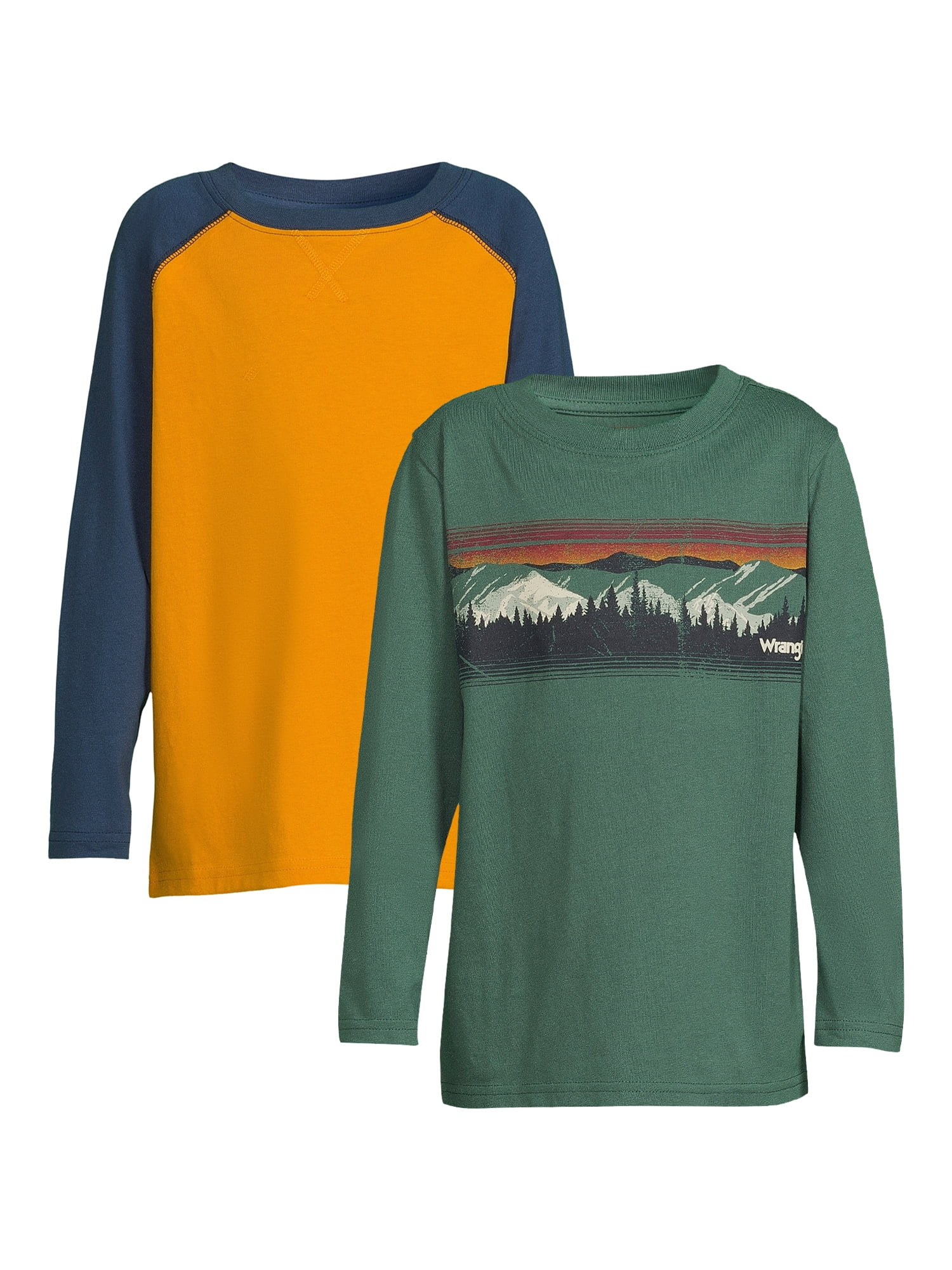 Wrangler Boys Long Sleeve Raglan and Graphic Tee, 2-Pack, Sizes 4-18 & Husky | Walmart (US)
