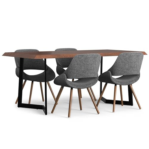 SIMPLIHOME Malden Mid Century Modern Set,4 Chairs Woven Fabric and 72 inch Wide Table for The Dining Room and Kitchen, 5 Pc, Grey | Amazon (US)