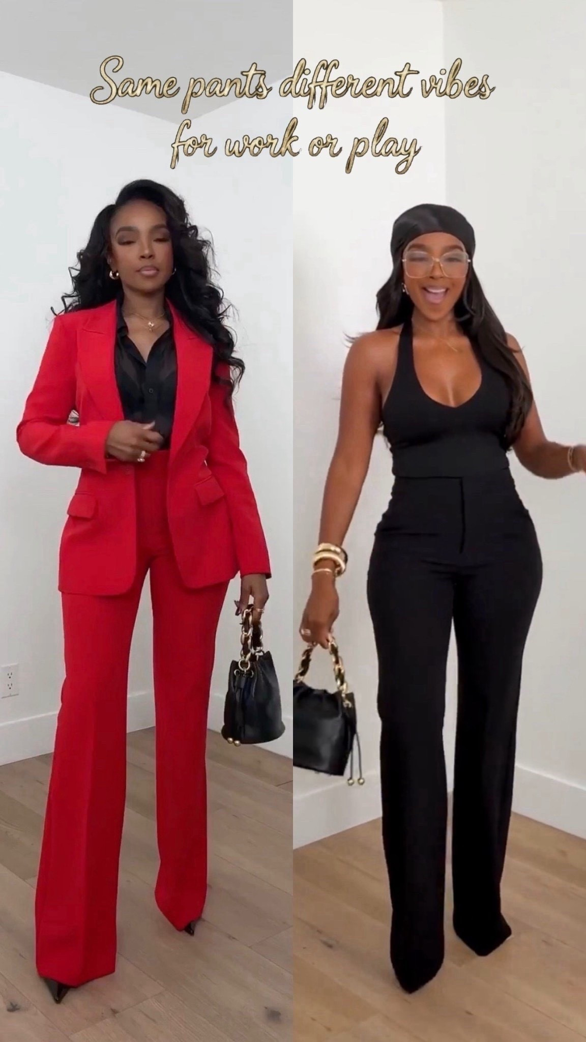 Scroll to shop these versatile tailored pants styled two ways—one polished with a structured blazer for work, and one styled down with a fitted top for an elevated off-duty vibe. This is the kind of staple piece you can wear on repeat, styled multiple ways so the cost per wear keeps dropping.

Perfect for work, meetings, date nights, dinners, or transitioning from office to evening plans.

5'4" | 138 lbs | 34D bust | 27" waist | 40" hips

Follow me on Instagram and YouTube @kirasfashionfinds

