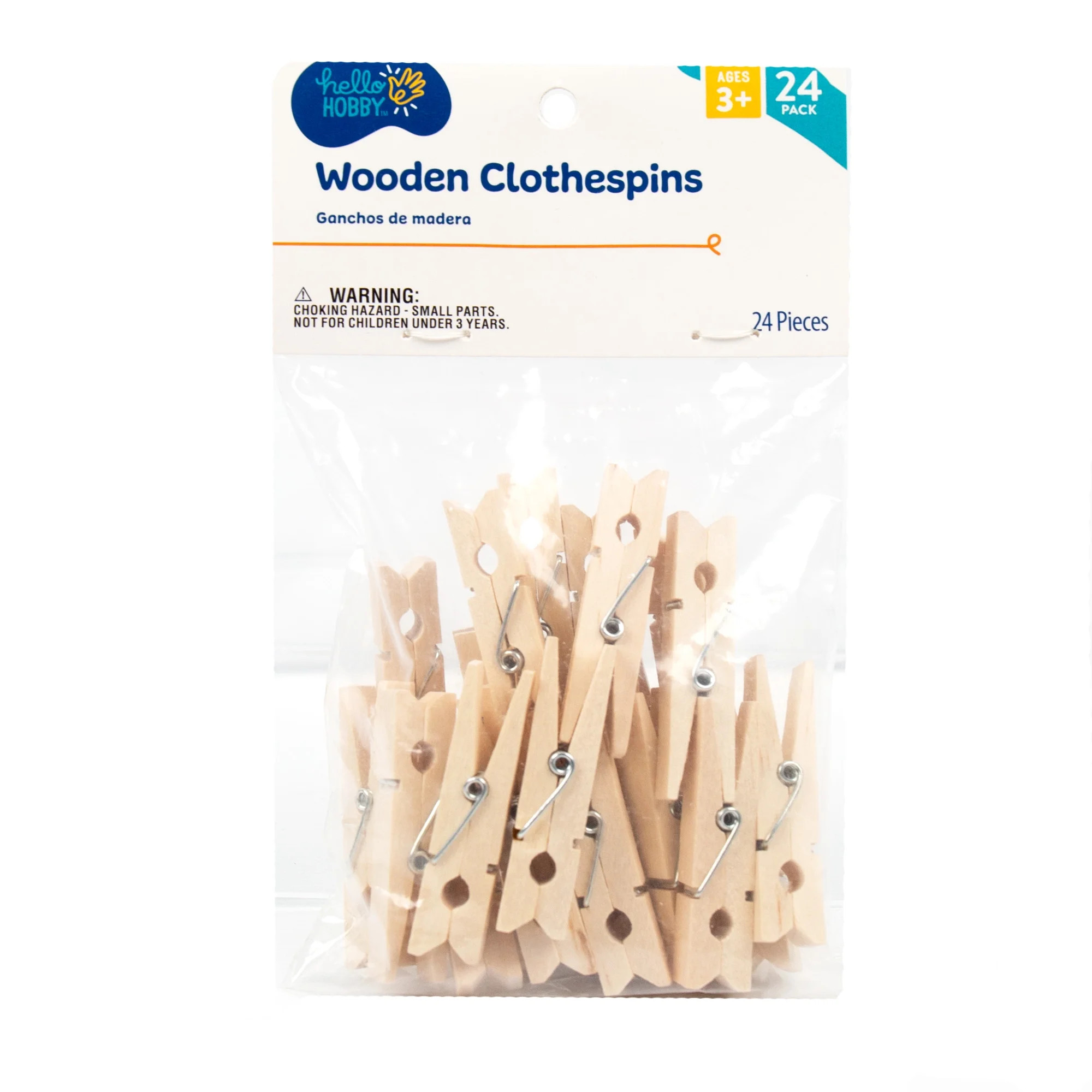Hello Hobby Wood Clothespins, 24-Pack - Walmart.com | Walmart (US)