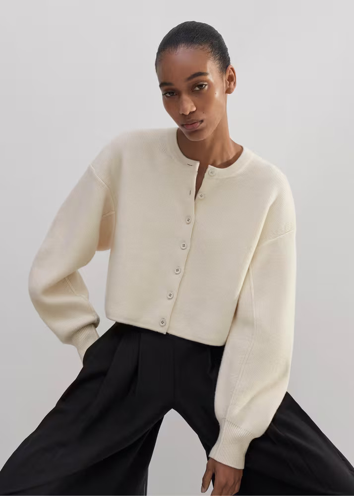 Dramatic Sleeve Crop Knit Jacket Merino Wool + Cashmere | ME+EM Global (Excluding US)