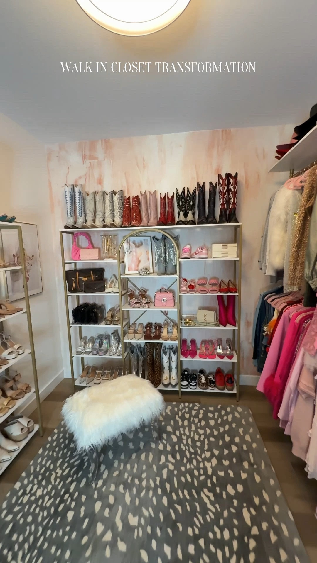 The walk in closet of my dreams💗🥹💅 I transformed a den into a closet with a few shelves from Amazon and some organization help. The shoes are on book shelves and the clothes are on a mounted clothing rack I had installed by a TaskRabbit (3 person job, PS). So impressed with this and I got most everything from AMAZON🤩  Most are on sale now too. 

#LTKSaleAlert #LTKFindsUnder100 #LTKHome