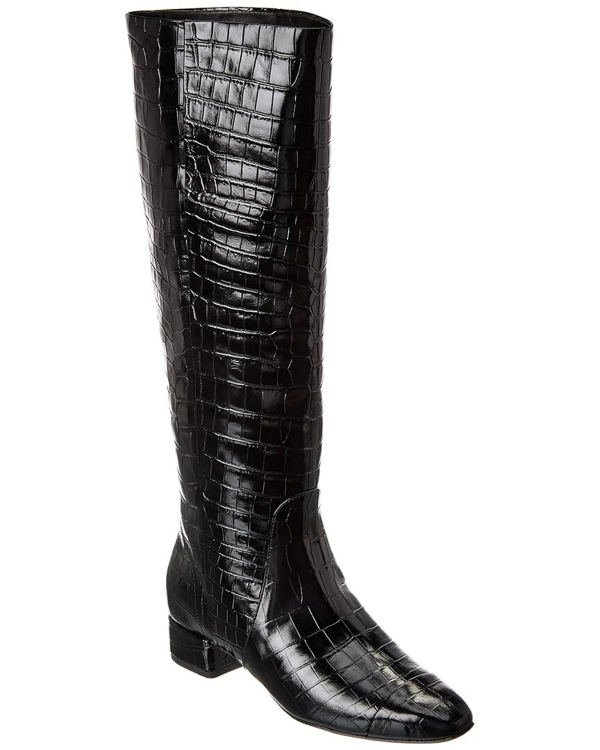 Veronica Beard Cecile Croc-Embossed Leather Knee-High Boot | Shop Simon