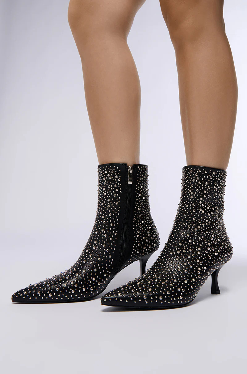 AZALEA WANG RIDLEY BLACK EMBELLISHED BOOTIE | AKIRA