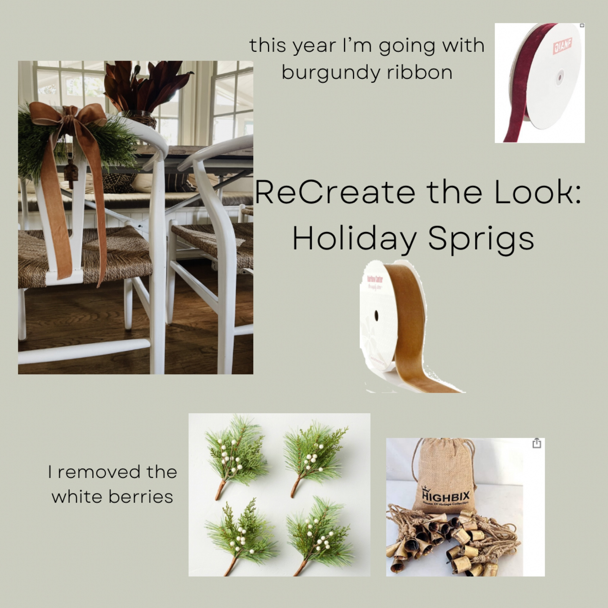 Holiday Greenery 
Holiday sprigs on back of chairs are festive and fun 

Re create this look from Target and Amazon

#holidaydecor #holidays  

#LTKHoliday #LTKSeasonal #LTKhome