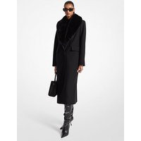 MK Faux Fur Collar Wool Blend Coat - Black - Michael Kors | Michael Kors (UK)