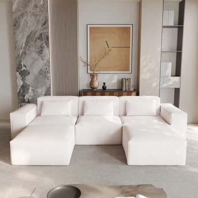 Modular Sectional Sofa Couch,149 U Shaped Cloud Couch with 2 ottomans,Minimalist 5 Seater Convertible Sofa Convertible for Living Room,Beige | Target