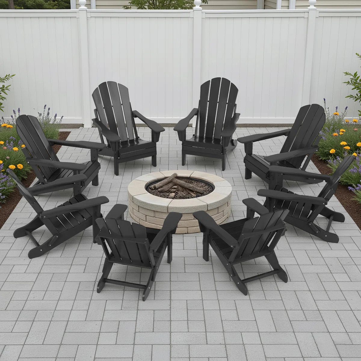 Shawnna Foldable Outdoor Adirondack Chair (Set of 8) | Wayfair North America