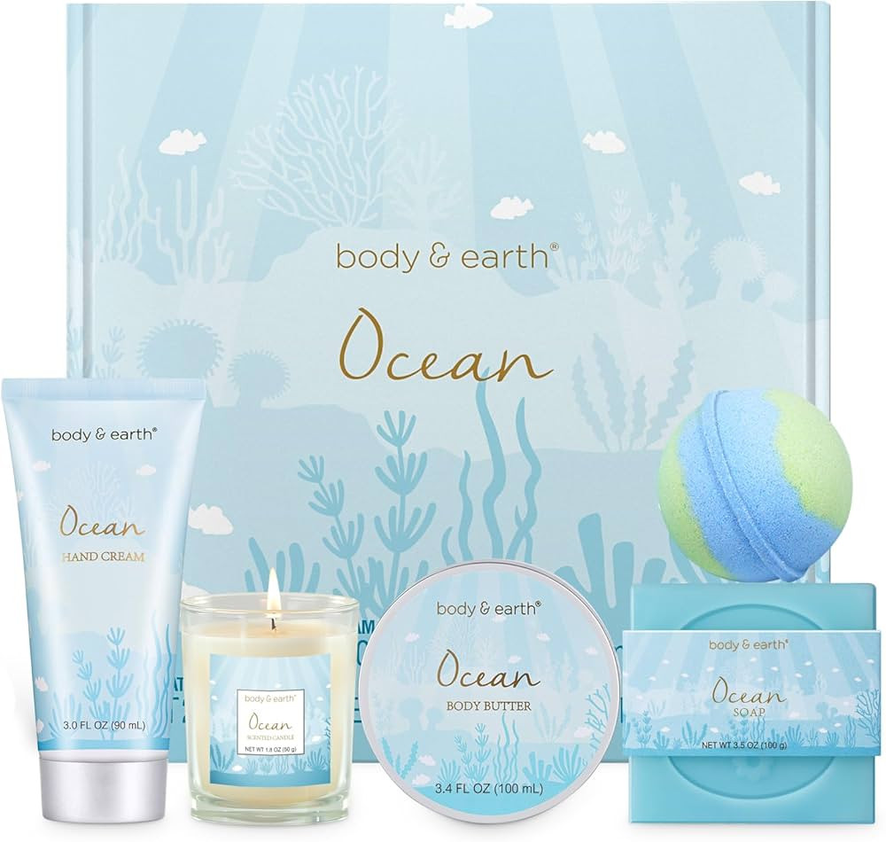 Gifts for Women, Bath and Body Womens Gift Sets with 5 Pcs Ocean Scented Spa Gifts for Women Bath... | Amazon (US)