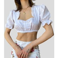 Vintage 90S White Puff Sleeve Super Cute Crop Top | Etsy (US)
