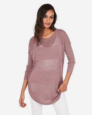 circle hem mesh sweater | Express
