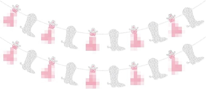 Silver & Pink Boot and Cowboy Hat Garland Nash Bash Banner for Nashville Bachelorette Party Weste... | Amazon (US)